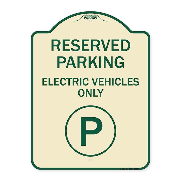 Reserved Parking Electric Vehicles Heavy-Gauge Aluminum Architectural Sign, 24" x 18", TG-1824-23151